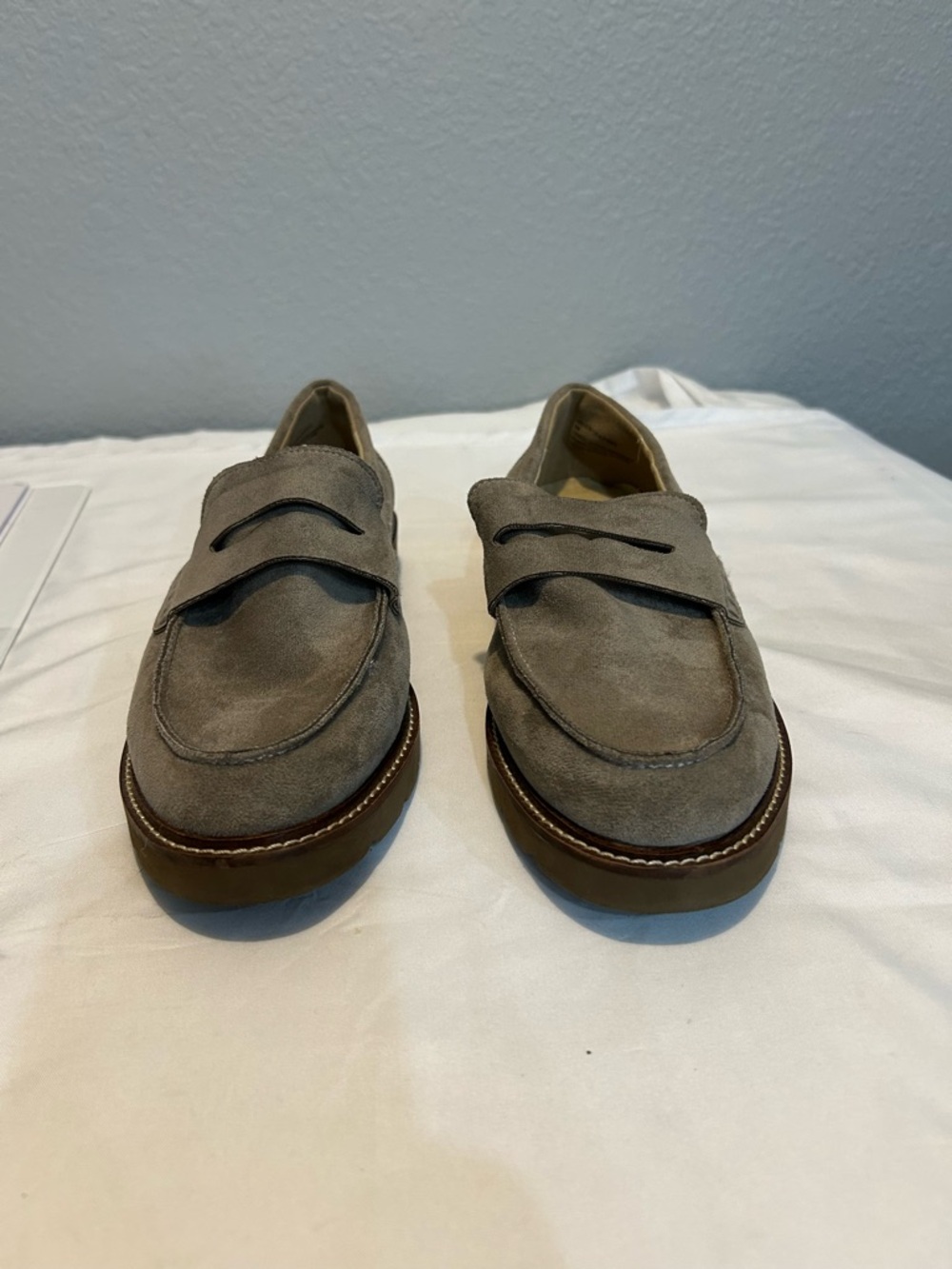 Anne Klein Men's Taupe Suede Penny Loafers